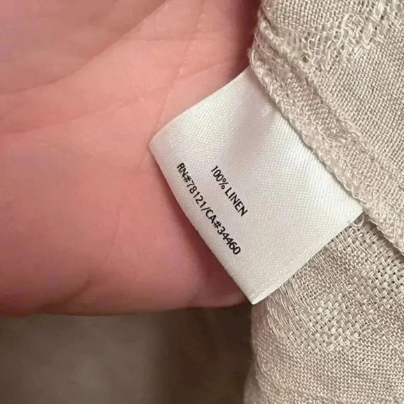 Eileen Fisher Beige Linen Jacquard Long Jacket - Picture 7 of 8